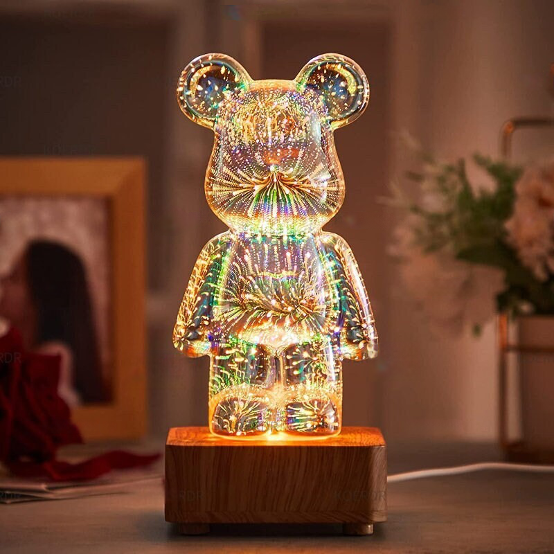 Cute Multi-colored 3D Fireworks Bear Lamp