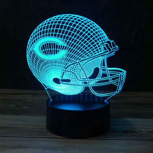 3D multi-coloured Night Light, Football Helmet
